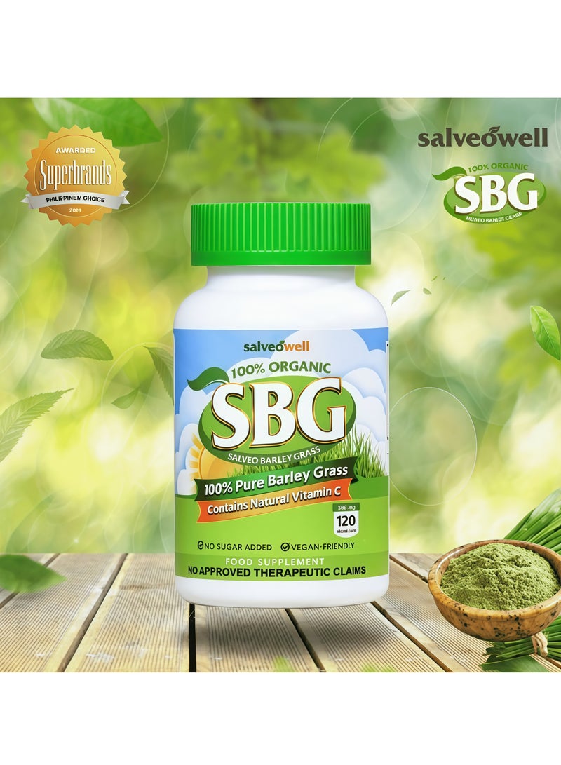 Salveowell 2-Pack 100% Organic Barley Grass Powder Supplement，Rich In Nutrients, Vitamins And Antioxidants 120 Capsules - Image 2